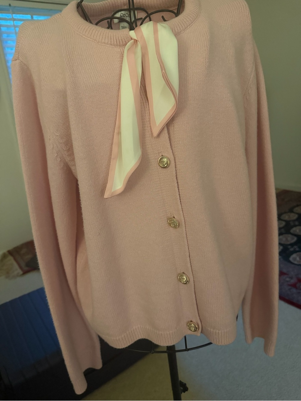 CeCe Light Pink Bow-Accent Cardigan Sweater - Picture 3 of 5